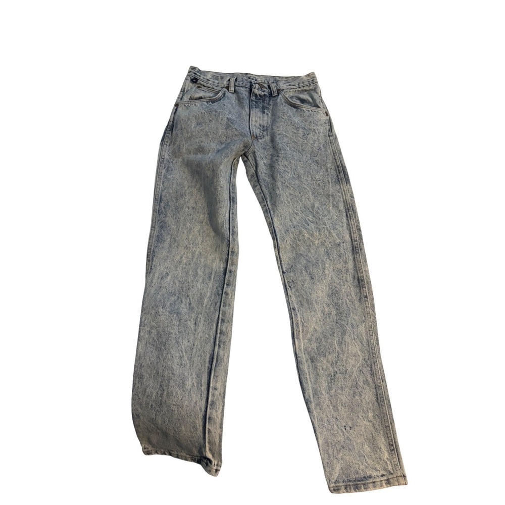 Wrangler Jeans Rugged Wear High Rise Acid Wash Blue Straight Leg 30x30 Vintage